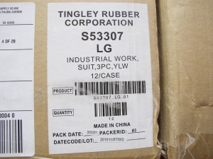 LOT TO INCLUDE: LARGE QUANTITY OF RAIN COATS, RAIN PANTS, AND COVERALLS.. LOADING & HANDLING FEE $15-4216